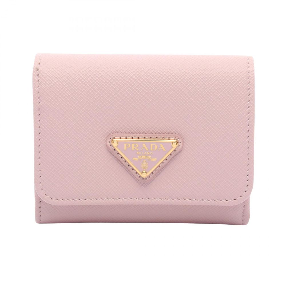 [Used] Prada PRADA Tri-fold Wallet SAFFIANO BOCCHE 1MH043 Light Pink Saffiano Leather Triangle Logo Tri-fold Wallet Unisex Unused