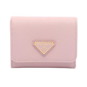 [Used] Prada PRADA Tri-fold Wallet SAFFIANO BOCCHE 1MH043 Light Pink Saffiano Leather Triangle Logo Tri-fold Wallet Unisex Unused