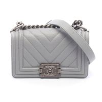 [Used] Chanel CHANEL Shoulder Bag Boy Chanel Small A67085 Gray Caviar Skin (Grained Calf) Boy Chanel Chevron Chain Shoulder Small