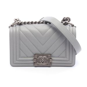 [Used] Chanel CHANEL Shoulder Bag Boy Chanel Small A67085 Gray Caviar Skin (Grained Calf) Boy Chanel Chevron Chain Shoulder Small