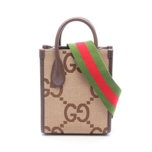 [Used] Gucci Jumbo GG 2-Way Tote Bag 699406 Beige/ Braun/Green Leather Jumbo GG 2-Way Mini Tote Bag Women's Used A