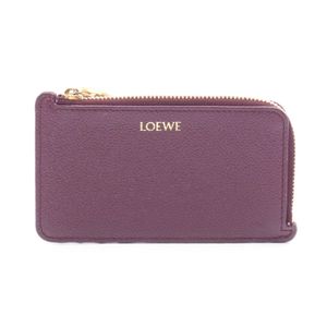 [Used] LOEWE coin case/card case, purple leather, coin/card holder, women's, Used A