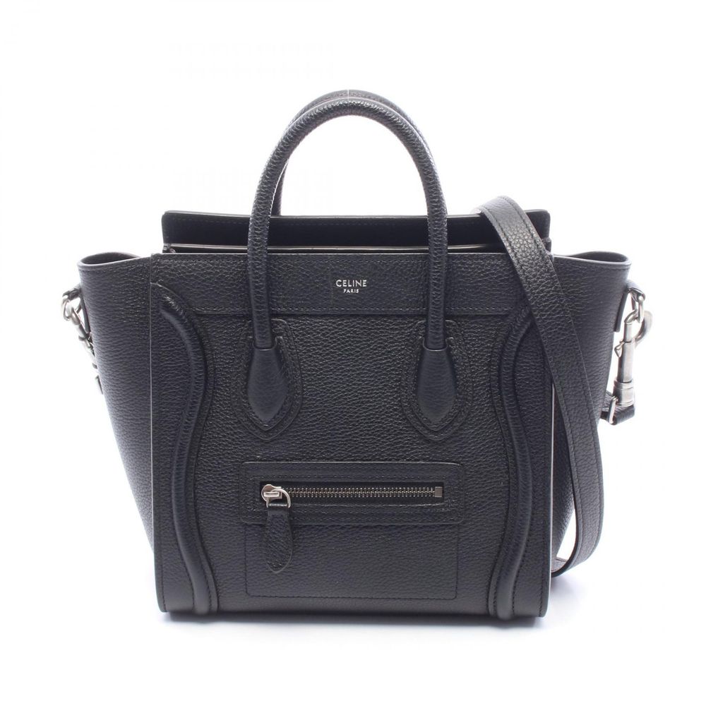 [Used] CELINE Luggage Nano Shopper 2-Way Handbag, Black Leather, Women's, Used A