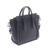 [Used] CELINE Luggage Nano Shopper 2-Way Handbag, Black Leather, Women's, Used A