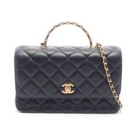 [Pre-owned] Chanel CHANEL Shoulder Bag top Handle Matelassé 2WAY Black Lambskin (Sheepskin) top Handle Matelassé 2WAY Chain Shoulder Bag