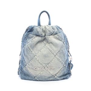 [Used] Chanel CHANEL Backpack Rucksack Chanel 22 AS3859 Blue Denim CHANEL22 Chain Backpack Women's Used A