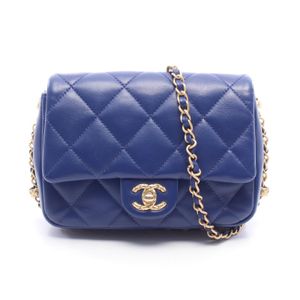 [Used] Chanel CHANEL Shoulder Bag Matelassé Mini Blue Lambskin (Sheepskin) Mini Matelassé Chain Shoulder Women's Used A