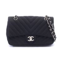 [Used] Chanel CHANEL Shoulder Bag Chevron V-stitch Black Fabric Chevron V-stitch Chain Shoulder Women's Used A