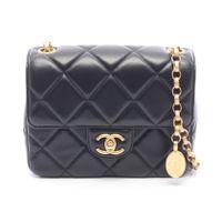 [Pre-owned] Chanel Matelassé Small Flap Shoulder Bag, Black Lambskin (Sheepskin Leather), with Jewel Chain Shoulder Strap