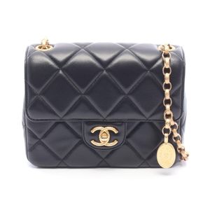 [Pre-owned] Chanel Matelassé Small Flap Shoulder Bag, Black Lambskin (Sheepskin Leather), with Jewel Chain Shoulder Strap
