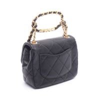 [Pre-owned] Chanel CHANEL Shoulder Bag Mini Matelassé top Handle Black Lambskin (Sheepskin) Mini Matelassé Chain Shoulder Bag for Women