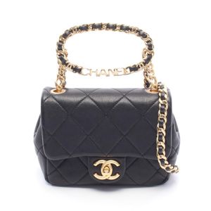 [Pre-owned] Chanel CHANEL Shoulder Bag Mini Matelassé top Handle Black Lambskin (Sheepskin) Mini Matelassé Chain Shoulder Bag for Women