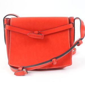 미품☆Anya Hindmarch RETURN TO NATURE 로고 각인 레더 숄더백 크로스바디 주황색 이탈리아제 여성용 정가 110,000엔