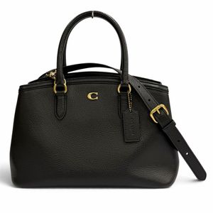 成色極佳 ★ COACH CU024 Legacy 兩用真皮手提包/單肩包，帶吊飾，黑色，女士
