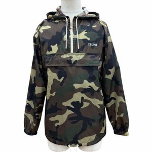 Excellent condition ▼ CELINE 2W388479N Camouflage Half-Zip Hooded Packable Pullover Hoodie Nylon Jacket Khaki Size 36 Made in Italy Authentic Men's