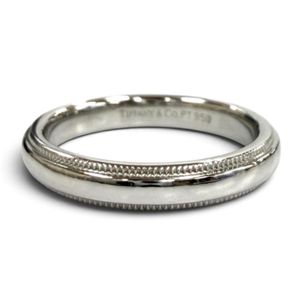Mint condition★TIFFANY&Co. Tiffany Together Milgrain Band Ring PT950 Silver Ring JP size 9 (approx.) Weight 5.17g Women's