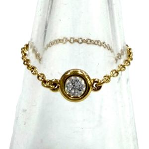 Excellent condition★TIFFANY&Co. Tiffany Elsa Peretti Diamond by the Yard Ring 750 (YG) Diamond setting: 4mm Ring Yellow Gold Ring Size JP 11 equivalent Weight 0.53g Women's