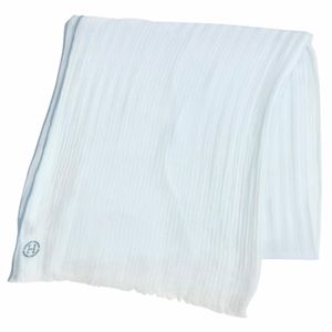 Mint condition △HERMES Naoshima 100% cotton bluesy white H logo mini fringe large shawl stole scarf Made in Japan Authentic Women's Men's with box