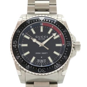 近全新 Gucci 古驰 Dive 136.2 不锈钢黑色石英腕表 黑色表盘 1749【二手】GUCCI