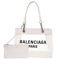 バレンシアガ デューティーフリー ミディアム 741602 レザー メッシュ ホワイト トートバッグ 白 1108【中古】BALENCIAGA