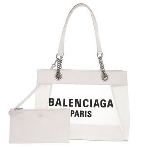 BALENCIAGA Duty Free Medium 741602 Leather Mesh White 托特包 1108【Pre-owned】BALENCIAGA
