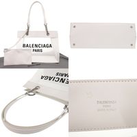 バレンシアガ デューティーフリー ミディアム 741602 レザー メッシュ ホワイト トートバッグ 白 1108【中古】BALENCIAGA