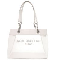 バレンシアガ デューティーフリー ミディアム 741602 レザー メッシュ ホワイト トートバッグ 白 1108【中古】BALENCIAGA