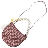 Like New Stella McCartney Medium Flap Shoulder Bag 7B0006WP0064 2-Way Canvas/Leather Bordeaux Handbag 0129 [Used] Stella McCartney