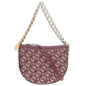 近全新 STELLA McCARTNEY 中号翻盖单肩包 7B0006WP0064 2WAY 帆布/皮革 波尔多红 手提包 0129【二手】Stella McCartney