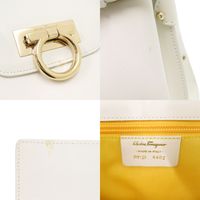 美品 サルヴァトーレフェラガモ ガンチーニ DY-21 4402 レザー ホワイト ハンドバッグ 白 1196【中古】Salvatore Ferragamo
