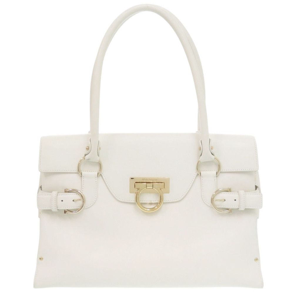 美品 サルヴァトーレフェラガモ ガンチーニ DY-21 4402 レザー ホワイト ハンドバッグ 白 1196【中古】Salvatore Ferragamo