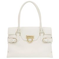 美品 サルヴァトーレフェラガモ ガンチーニ DY-21 4402 レザー ホワイト ハンドバッグ 白 1196【中古】Salvatore Ferragamo