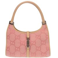 Gucci Vintage Jackie GG Pattern 002 1068 GG Canvas Leather Pink Beige Shoulder Bag 1338 [Used] GUCCI