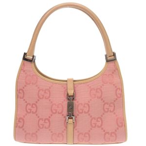 Gucci 古驰 Vintage Jackie GG系列 002 1068 GG帆布皮革 粉色/米色 单肩包/斜挎包 1338【二手】
