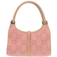 Gucci Vintage Jackie GG Pattern 002 1068 GG Canvas Leather Pink Beige Shoulder Bag 1338 [Used] GUCCI