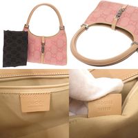 Gucci Vintage Jackie GG Pattern 002 1068 GG Canvas Leather Pink Beige Shoulder Bag 1338 [Used] GUCCI