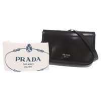 新品同様 プラダ ロゴ ブラッシュドレザー ブラック ショルダーバッグ 黒 1533【中古】PRADA