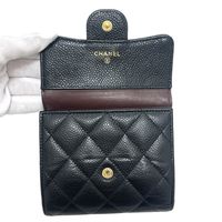 CHANEL 3211**** Matelassé Coco Mark Tri-fold Wallet