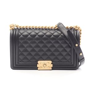 [중고] Chanel 샤넬 숄더백 보이 샤넬 블랙 캐비어 스킨(그레인드 카프) 보이 샤넬 체인 숄더백 여성용 Used A