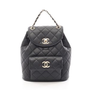 [중고] Chanel 샤넬 류크색 백팩 마틀라세 블랙 캐비어 스킨(그레인드 카프) 마틀라세 체인 백팩 여성용