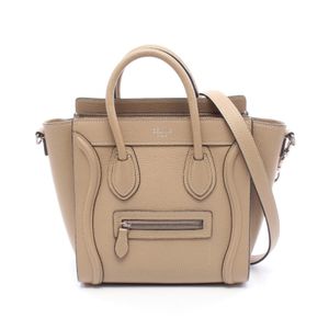 【二手】 CELINE Luggage Nano Shopper 兩用手提包，米色皮革，女士，二手 A