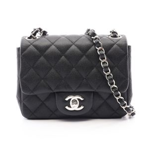 [중고] Chanel 샤넬 숄더백 미니 마틀라세 블랙 캐비어 스킨(그레인드 카프) 미니 마틀라세 체인 숄더백 여성용 Used A