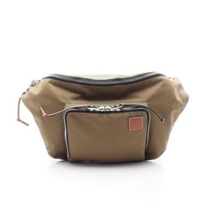【二手】 LOEWE背包 Anagram 腰包 XL 卡其色帆布皮革 Anagram 腰包 XL 男士二手 B