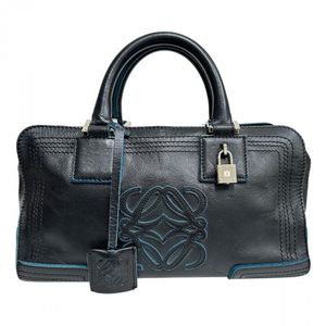 LOEWE Amazona 28 2008限量版手提包，皮革，黑色/藍色，女士[二手]