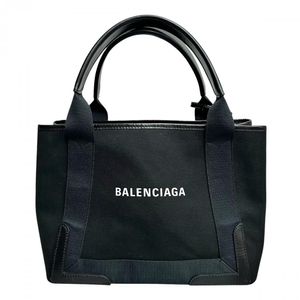 BALENCIAGA/バレンシアガ ネイビーカバス 339933 ハンドバッグ コットンキャンバス/カーフ ブラック レディース 【中古】