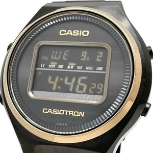 CASIO 카시오트론 TRN-50ZE-1AJR 50주년 기념 모델 터프 솔라 보증서/개런티/박스 포함 아날로그 손목시계 스테인리스 스틸 솔라 전파 블랙 다이얼/블랙 밴드 남성용 【중고】