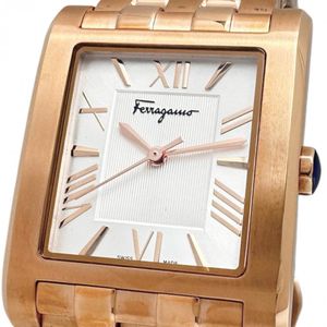 Salvatore Ferragamo 레거시 SFRS00222 미사용(전시 스크래치 있음) 아날로그 손목시계 GP 쿼츠 실버 다이얼/핑크 골드 밴드 남성용 【중고】