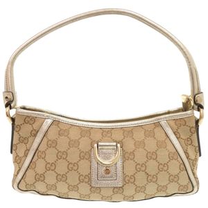 Gucci 古驰 Abbey GG Canvas Leather 130939 Beige Gold Shoulder Bag 1059【Pre-owned】GUCCI