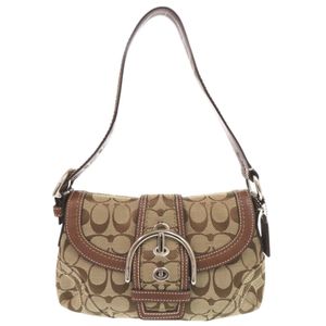 COACH Signature 10296 Leather Canvas Beige Brown One-Shoulder 单肩包/斜挎包 0258【二手】COACH