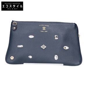 ADMJ [Like New] Art Deco/Swarovski Cowhide Leather Shoulder Pouch Wallet [Used]